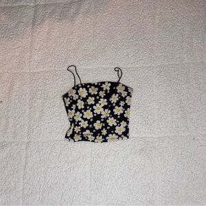 Rue21 Black and White Floral Crop Camisole